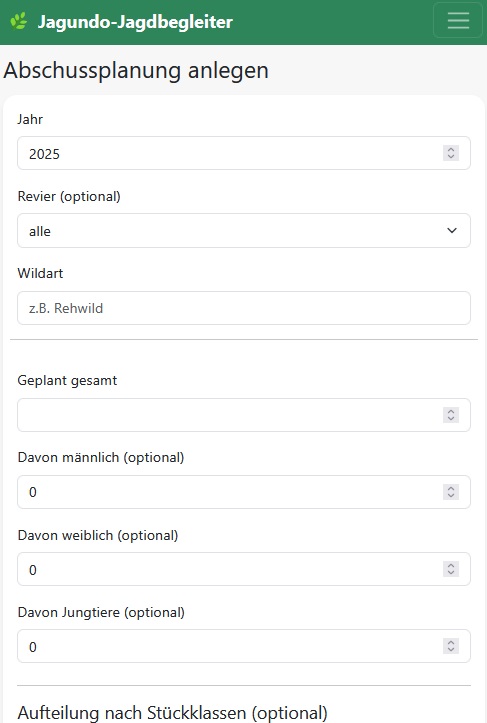 Neuen Abschussplan anlegen