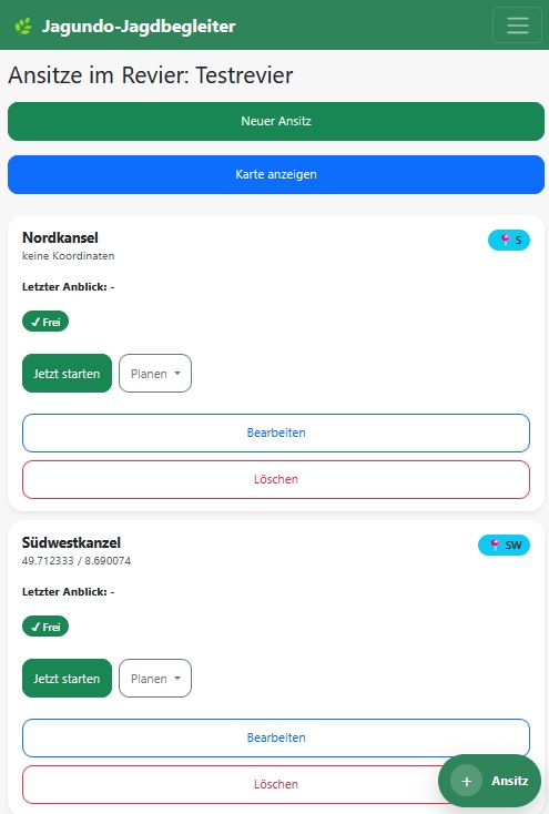 Ansitzeinrichtungen im Revier
